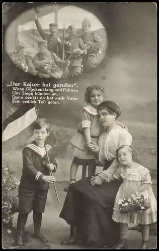 Militär  Soldatenleben "Der Kaiser hat gerufen" Patriotische Familie 1915