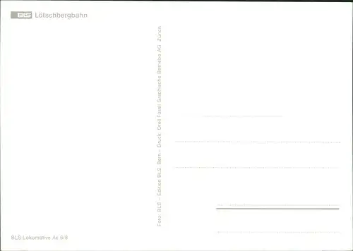 Verkehr & Eisenbahn (Railway) BLS Lötschbergbahn BLS-Lokomotive Ae 6/8 1980