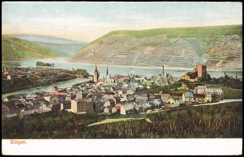 Ansichtskarte Bingen am Rhein Blick auf die Stadt 1911