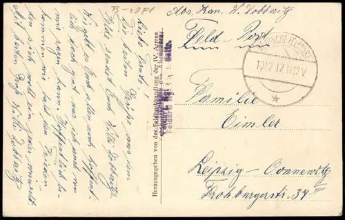 Postkaart Belgien Flamisches Gehöft Soldat 1917  gel. Feldpoststempel