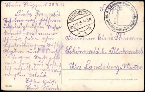 Feldpostkarte Soldat Zuhause "O Welche Lust" 1916 Feldpost  Stempel NEURUPPIN