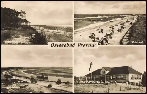 Ansichtskarte Prerow 4 Bild: Strand, Prerowstrom, Dünenhaus 1964