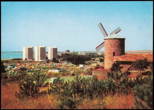 Slantschew Brjag Sonnenstrand Слънчев бряг Ortsansicht mit Windmühle 1976