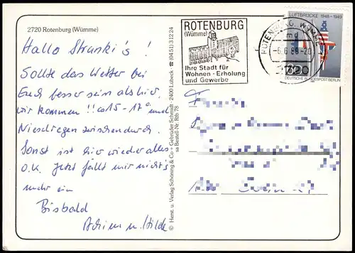 Ansichtskarte Rotenburg (Wümme) Mehrbildkarte mit 6 Ortsansichten 1988