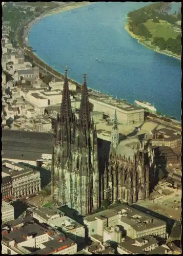 Ansichtskarte Köln Luftbild Innenstadt mit Dom vom Flugzeug aus 1960