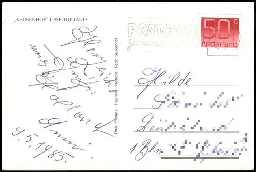 Postkaart Lisse Ortsansicht Blumenmeer KEUKENHOF LISSE-HOLLAND 1985