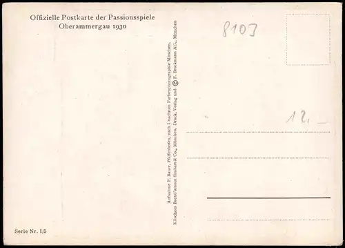 Oberammergau Passionsspiele Künstlerkarte ,,Simon, du schläfst" Ölberg 1930