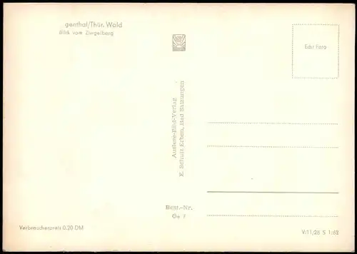 Ansichtskarte Georgenthal (Thüringen) Stadtblick 1962