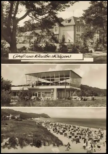 Ansichtskarte Baabe Rügen 3 Bild: Strand, Restaurant 1972