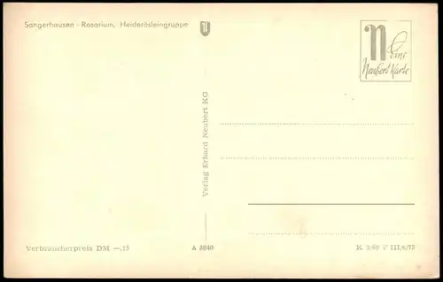 Ansichtskarte Sangerhausen Rosarium, Heiderösleingruppe 1975