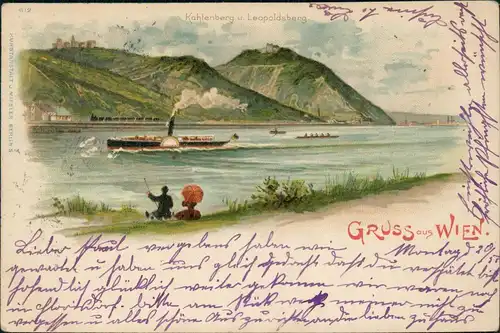 Ansichtskarte Döbling-Wien Litho AK Gruss aus Kahlenberg Leopoldsberg 1901