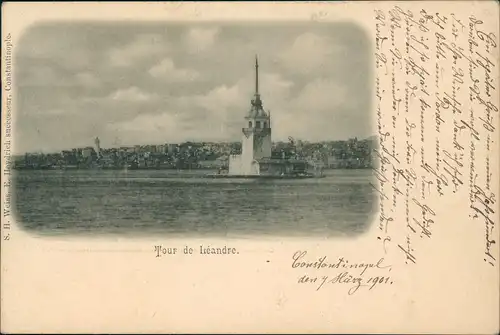 Istanbul Konstantinopel Constantinople Léandre 1906  gel. Deutsche Post Const.