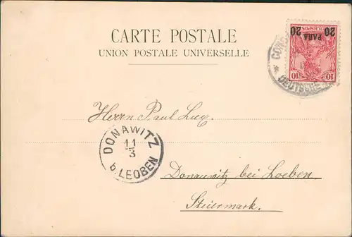 Istanbul Konstantinopel Constantinople Léandre 1906  gel. Deutsche Post Const.