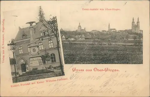 Oberglogau Głogówek 2 Bild POstamt, Kriegerdenkmal Schlesien 1899