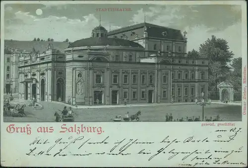 Ansichtskarte Salzburg Stadt-Theater, Mondscheinlitho 1898