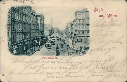 Ansichtskarte Innere Stadt-Wien Praterstraße, Straßenbahn 1897