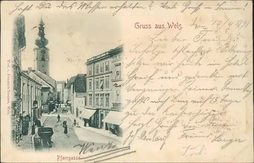 Ansichtskarte Wels (Oberösterreich) Pfarrgasse 1898
