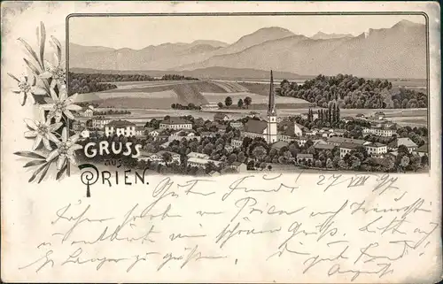 Ansichtskarte Litho AK Prien Gruss aus Totale Edelweiss 1898