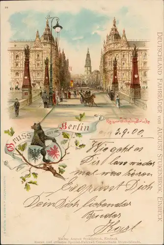 Ansichtskarte Mitte-Berlin Kaiser Wilhelm Brücke - Heraldik 1900
