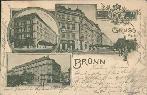 Postcard Brünn Brno 3 Bild: Grand Hotel, Bahnring 1898