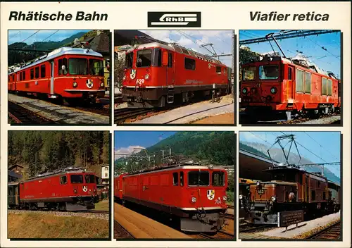 Verkehr & Eisenbahn (Railway) Mehrbild-AK Züge der Rhätischen Bahn 1980