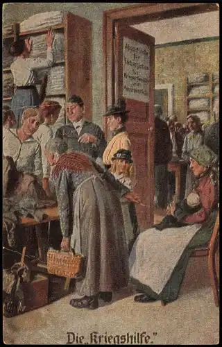 Ansichtskarte  Künstler-Postkarte "Die Kriegshilfe" 1919   Feldpost
