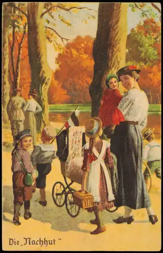 Militär/Propaganda Soldatenleben, Künstler-Postkarte "Die Nachhut" 1917