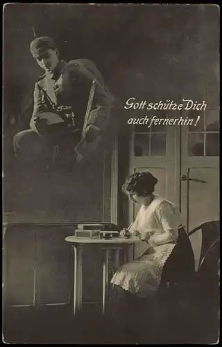 Militär Soldatenleben Feldpostkarte Motiv Frau erinnert sich an Mann Krieg 1915