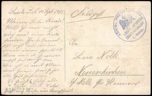 Ansichtskarte "Der Traum des Landsturmmannes" Feldpostkarte 1915 1.WK Feldpost