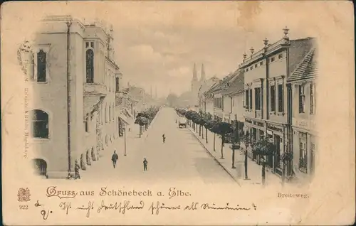 Ansichtskarte Schönebeck (Elbe) Breiteweg 1899