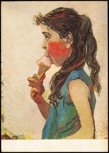 Künstlerkarte Kunstwerk: RENATO GUTTUSO (geb. 1912) Eis essendes Mädchen 1950