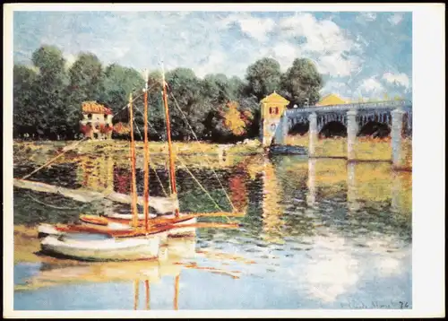 DDR Künstlerkarte Kunstwerk: CLAUDE MONET (1840-1926) Brücke in Argenteuil 1970