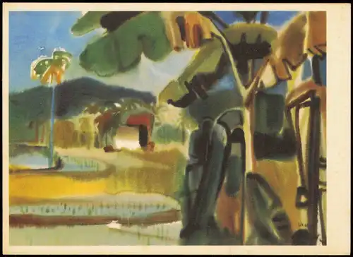 Künstlerkarte: WALTER WOMACKA (geb. 1925) Landschaft von Süd-Java 1969