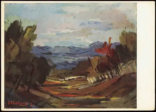Künstlerkarte Kunstwerk HENRI CATARGI (geb. 1894) Romanestilor-Tal 1964