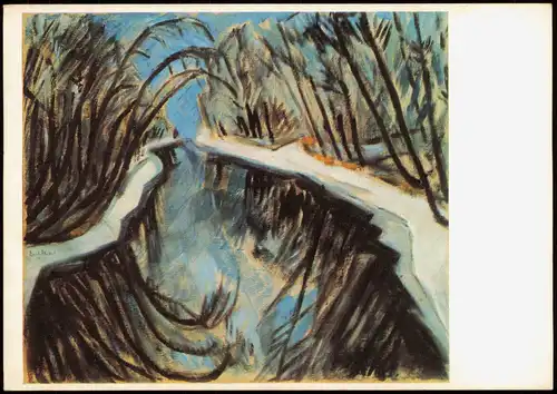 Künstlerkarte Kunst ERICH HECKEL (geb. 1883) Kanal im Winter 1969