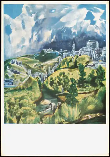 Künstlerkarte Kunst EL GRECO (1541-1614) Blick auf Toledo 1971