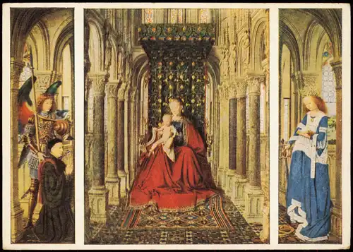 Ansichtskarte  DDR Künstlerkarte Kunst Jan van Eyck Flügelaltar 1960