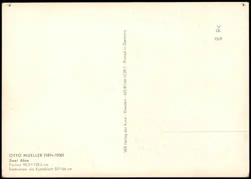 Ansichtskarte  DDR Künstlerkarte OTTO MUELLER (1874-1930) Zwei Akte 1966