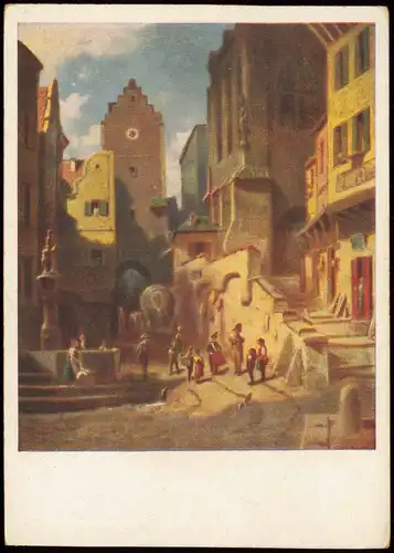 Ansichtskarte  Künstlerkarte Kunst Carl Spitzweg: Der Ausrufer 1950