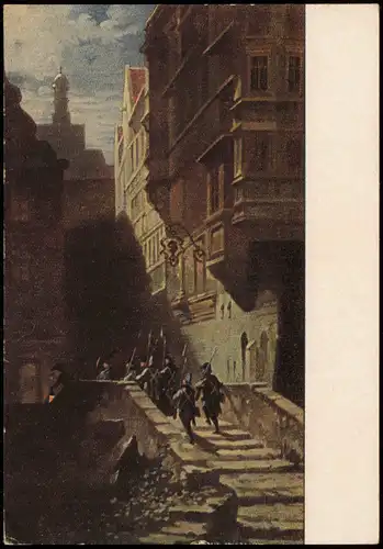 Ansichtskarte  Künstlerkarte Kunst Carl Spitzweg: Scharwache 1950