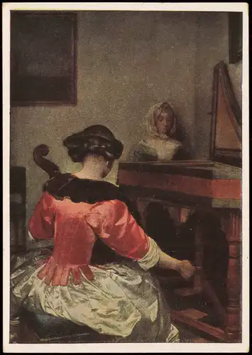 Künstlerkarte Kunst Gerard Terborch: Hauskonzert (Berlin Kaiser-Friedrich-Museum) 1950