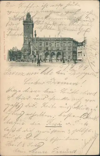 Postcard Prag Praha Staroměstská radnice 1899  Gesendet von Grenzmühle Troppau