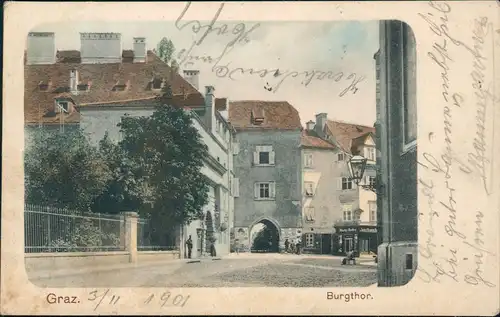 Ansichtskarte Graz Straßenpartie Burgthor 1899