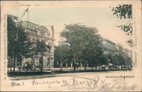 Ansichtskarte Wien Gartenbau-Gesellschaft, Straßenpartie 1899
