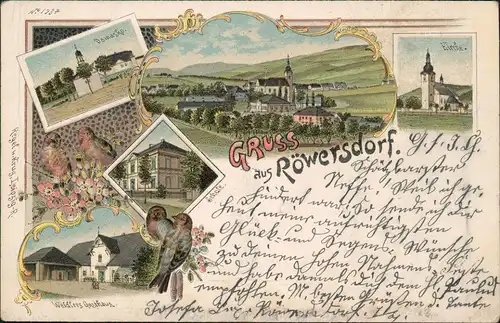 Litho AK Röwersdorf (Třemešná) Gasthaus, Damaske uvm Mährisch Schlesien 1898