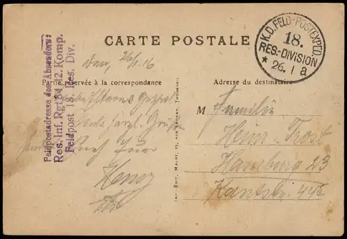 CPA Lens (Pas-de-Calais) Bahnhof La Gare du Nord 1916  gel. Feldpost