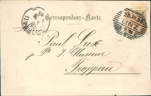 Ansichtskarte Linz Partie am Museum 1898