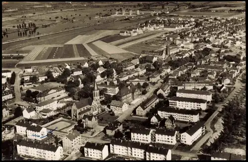 Ansichtskarte Ginsheim-Gustavsburg Luftbild Luftaufnahme von Gustavsburg 1956