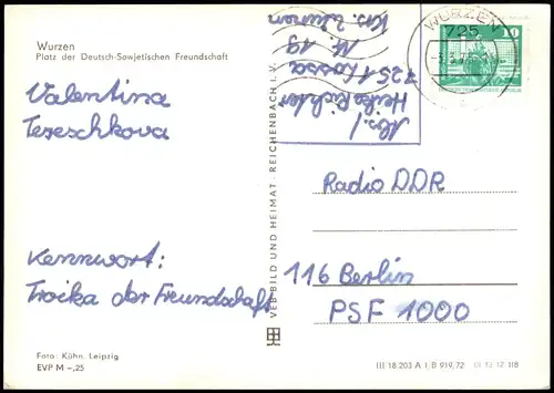 Wurzen DDR AK Platz der Deutsch-Sowjetischen Freundschaft 1975/1972