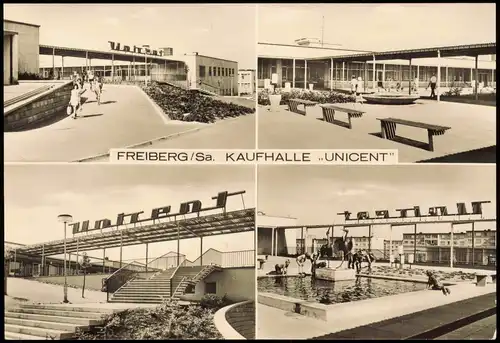 Freiberg (Sachsen) DDR Mehrbildkarte Ortsansichten KAUFHALLE UNICENT 1975